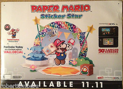 Paper Mario Sticker Star RARE Nintendo 3DS USA Promotional Poster #2